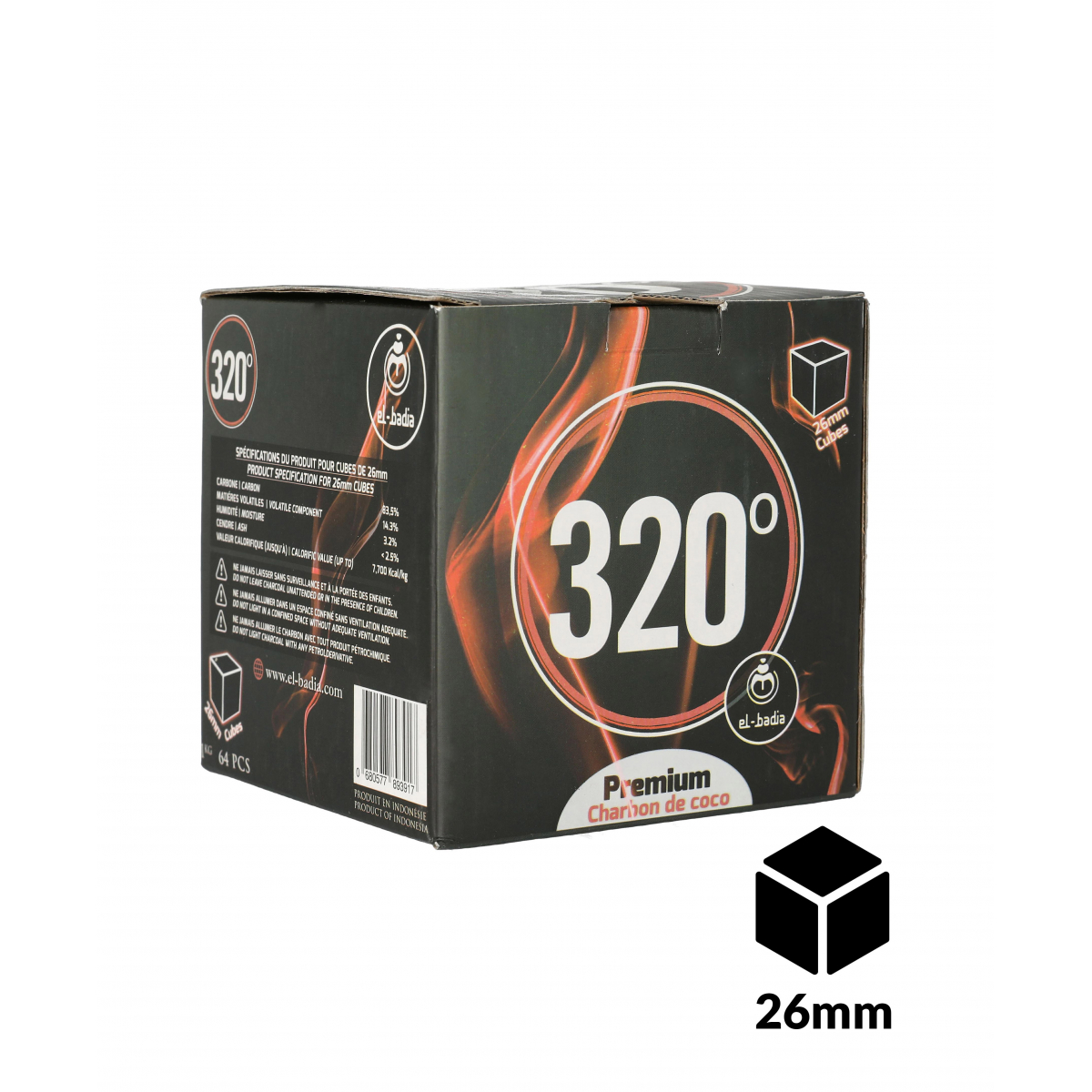 Угли 320° кубики 26 мм 1 кг