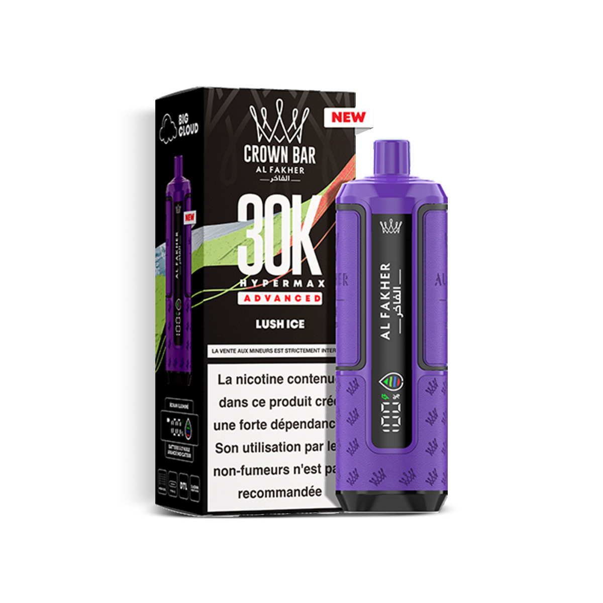 Jednorázová elektronická cigareta Al Fakher Hyper Max Advanced 30K Crown Bar