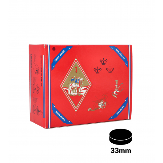 Carbones THREE KINGS 33mm, caja de 100