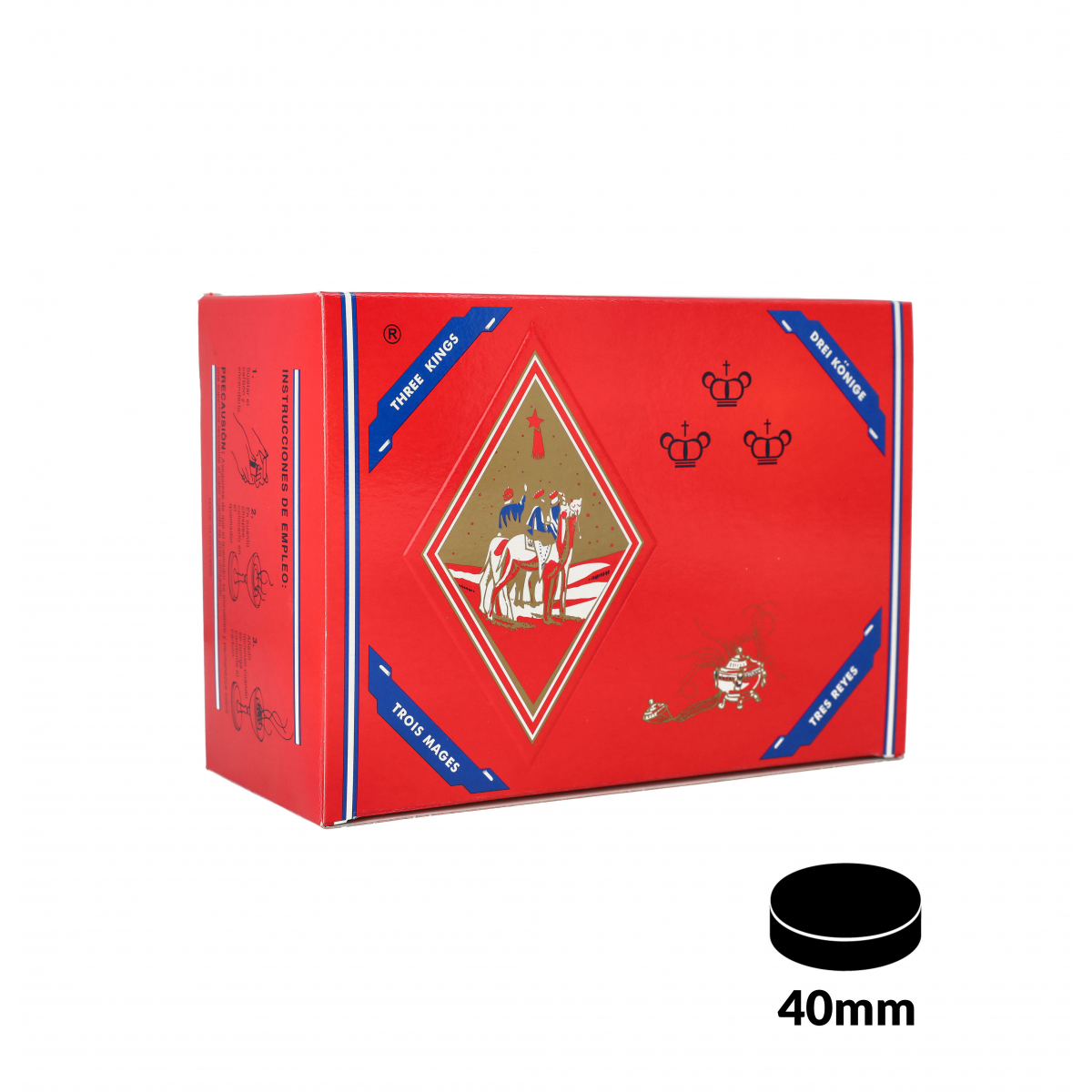 Carbones THREE KINGS XL 40mm, caja de 100: Comprar online - El Badia